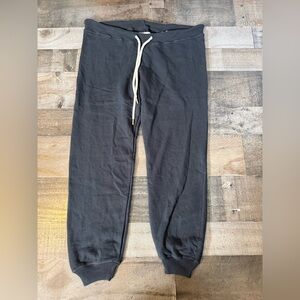 NWT THE GREAT Cropped Sweatpants Black Drawstring Cozy Lounge Size 0